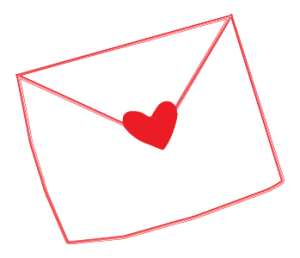 red love note brand icon envelope for Joy By Joelle