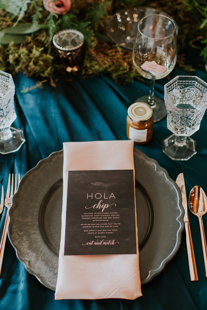 Moody table setting for wedding style by Joy By Joelle.
