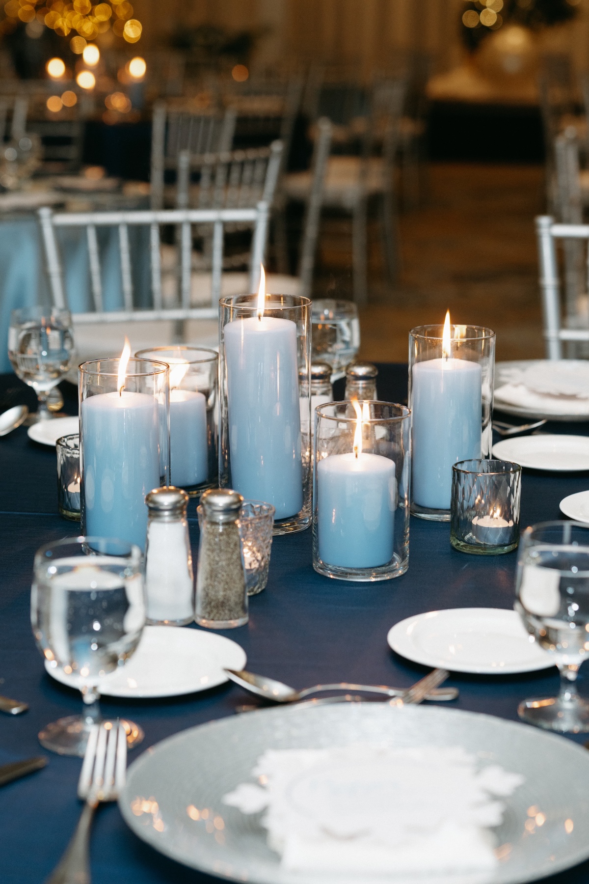 Blue and white Christmas party styled by Joy By Joelle.